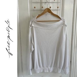 Free People We The Free White Mock-Neck Tunic Shirt, Size Small
